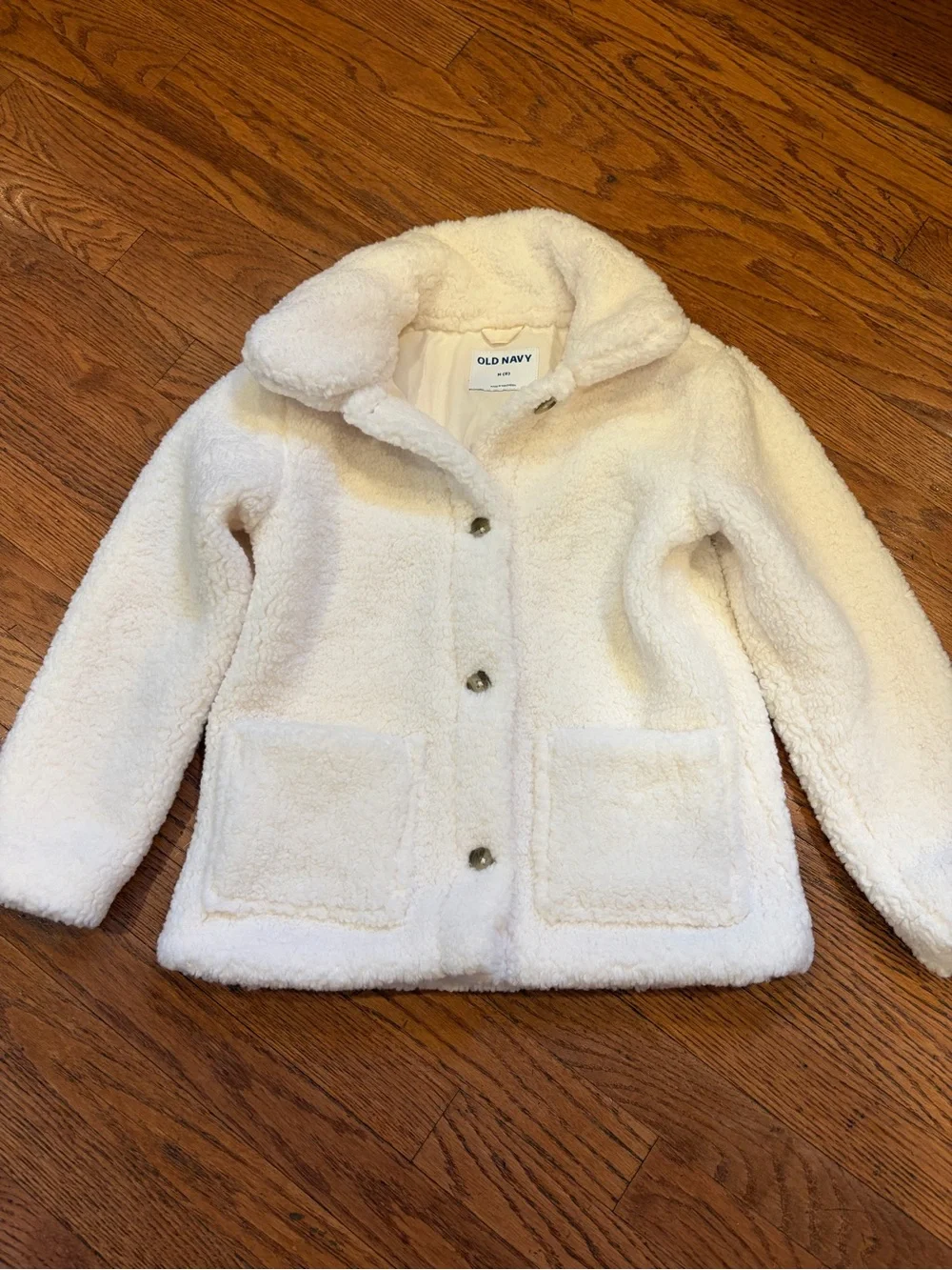 Old Navy Kids Cream Sherpa Button-Up Jacket